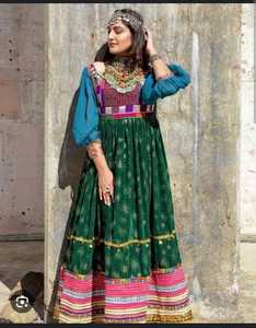 Nuevo último vestido tradicional afgano de color verde hecho a mano para mujer en tarifa al por mayor en todos los tamaños y colores personalizables - Product Image 4