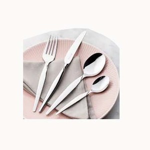 Utensilio para servir comida, juego de vajilla de estilo occidental elegante, acero inoxidable, espejo plateado, pulido, mango largo plano de diseñador - Product Image 5