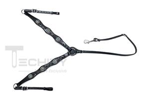 Brida de cuero sin bocado para caballo, tipo sidepull, para doma y equitación western, con pechopetral, equipo y accesorios para caballo - Product Image 6