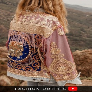 Chaqueta Kaftan para Mujer Talla Grande, Diseño con Bordados en Varios Colores / Materiales de Algodón/Rayón/Lino, Marca Kanya Libas - Product Image 2