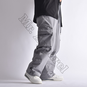 Men Gray Waterproof Cargo <b>Pants</b> Drawstring Closure Polyester Outdoor Wear - Product Image 3