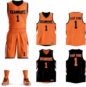 Usine personnalisée Club Team Usa maillots de basket-ball dernière conception de maillot de basket-ball 2024 uniforme de basket-ball réversible noir Orange - Product Image 1