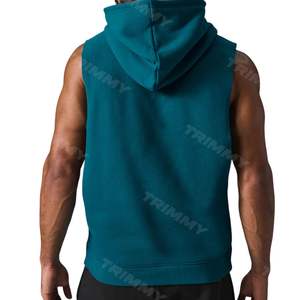 Unisex verano invierno gimnasio chaleco 100% algodón Streetwear Sudadera con capucha cremallera Logo estilo deportivo personalizado sin mangas sudaderas con capucha hombres mujeres gran oferta - Product Image 3