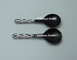 Unique Design Best Quality Horn <b>Spoon</b> Hand Made Natural Material Buffalo Horn <b>Salad</b> Server Set Of 2 Pcs Party Catering Use - Product Image 5