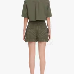 Pantalones cortos Cargo para mujer con bolsillos de cintura alta, pantalones cortos informales de verano para mujer para exteriores o ropa de calle - Product Image 6