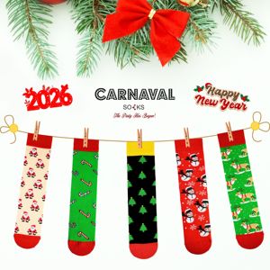 Caja de 5 Calcetines Navideños Transpirables con Diseños Coloridos para Uso Diario - Product Image 1