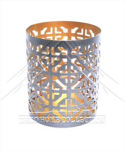 Nordic Hollow Out Iron <b>Candle</b> <b>Lantern</b> Abstract Geometric Hurricane <b>Candle</b> <b>Holder</b> Luxury Metal Tabletop Ornament for Living Room - Product Image 1
