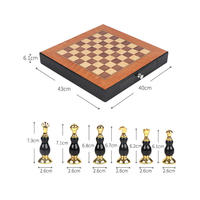 Piezas de Ajedrez de madera chapadas en oro brillante de Metal profesional personalizado de lujo, juegos de mesa, juegos de ajedrez de moda para interiores