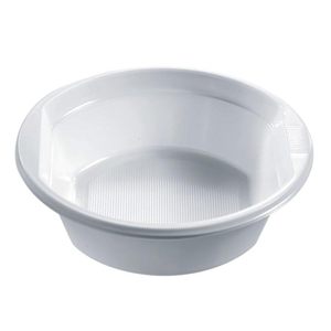 Confezione da 50 ciotole e piatti in plastica riciclabili da 800cc bianchi da 17cm 4.8cm cibo caldo/freddo usa e getta in confezioni da 50/500/1000 - Product Image 1