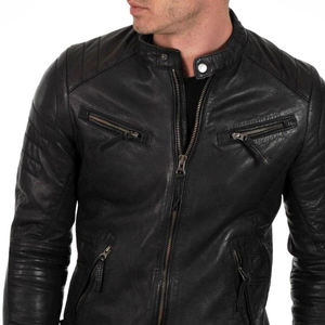 Chaquetas de cuero para hombre de estilo callejero de alta calidad con tela de lona y logotipo frontal-Precio al por mayor - Product Image 4