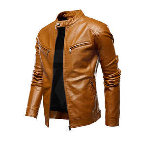 Chaqueta ajustada de cuero genuino para hombre 100% con cuello levantado para exteriores, concha de lona para invierno hecha en Pakistán - Product Image 1