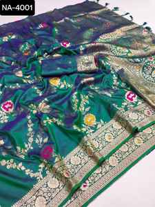 Saris de seda Banarasi indio, ropa de fiesta elegante de primera calidad, hermoso trabajo de tejido, precio al por mayor para indio pakistaní - Product Image 5