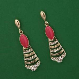Kriaa Gold-Plated <b>Enamel</b> Earrings with <b>Pottery</b> and Austrian Stones Fashion Drop Design-1314605A - Product Image 1