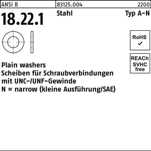 แหวนรองเหล็ก ANSI B18.22.1 ประเภท N ขนาด 1/2 x 1.062 นิ้ว แพ็ค 200 ชิ้น - Product Image 1