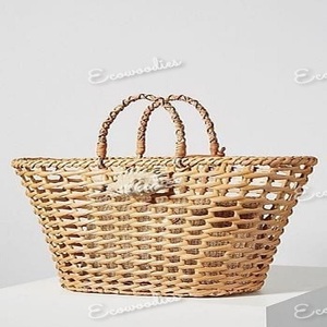 Sacs à main de marque haute qualité pour femmes, sacs à main en bambou et osier, grande capacité, sac fourre-tout de plage à rayures pour femmes - Product Image 2