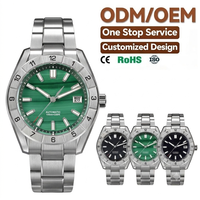 Fabricant de montres OEM personnalisées, marque privée, cadran en malachite verte luminescente BGW9, date automatique, montre-bracelet NH35 en acier inoxydable