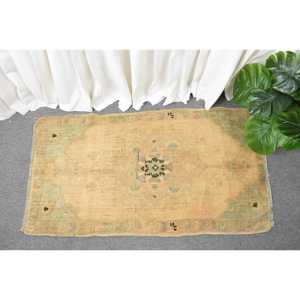 Tapis en Laine Turque Vintage de 19 'X 36', Beige Vert, Patchwork, Technique de Tissage Plat, pour Décorations de Salon, Largeur 4m, Latex - Product Image 1