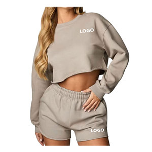 Ensembles OEM de sweatshirts et shorts surdimensionnés en éponge française de haute qualité survêtements décontractés ensembles pour femmes ensemble de survêtement 2 pièces - Product Image 6