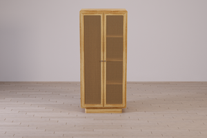 Rene Series 100% Commode haute en bois de teck massif avec accent de rotin Armoire de meubles de chambre à coucher de style minimaliste - Product Image 4