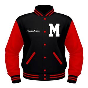 Blouson universitaire en laine pour homme, style Letterman, coupe droite, col montant, coupe-vent, décontracté, streetwear, service OEM - Product Image 3