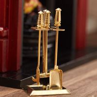 Juegos de fuego decorativos de latón macizo con acabado dorado y herramientas de mango largo diseñadas para una hermosa presentación de chimenea
