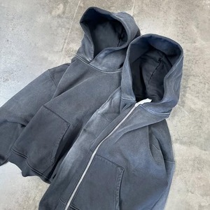 Sweat à capuche Streetwear personnalisé de haute qualité, polaire, double couche vintage vierge, lavage à l'acide, soleil, délavé, sweats à capuche avec poches en détresse - Product Image 5