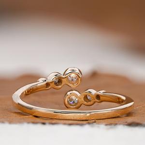 Bague de fiançailles en moissanite pour femme, sertie de diamants ouverts en forme de goutte d'eau, sertie de 6 pierres en spirale, tendance - Product Image 6