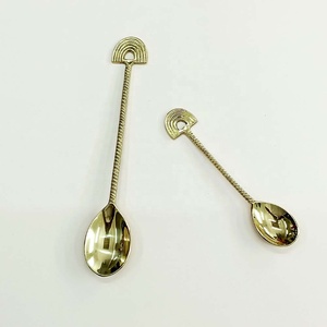 Or Couleur Laiton Métal Élégant Arc-En-Ciel Conception Fin Poignées Dîner et Cuillère À Café - Product Image 3