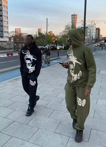 Ensemble de jogging unisexe personnalisé, coupe classique, délavé à l'acide et au pierre, imprimé soyeux, couleur unie, hiver, pour la vente en gros tendance - Product Image 6
