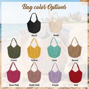 Bolso de playa de ganchillo con letras 3D coloridas, bolso de hombro de malla hueca de verano para viajes de chicas, bodas y salidas costeras diarias - Product Image 2