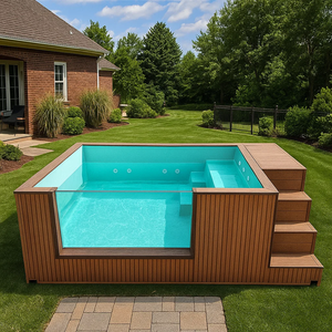 Vendeur américain de petite fenêtre en acrylique de luxe piscine en bois WPC extérieure hors sol spa de bain direct d'usine - Product Image 2