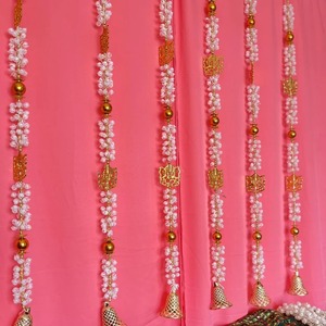 Mogra artificiel, or Ganesha séquence tentures Mandap décoration, décor de mariage Mehndi Sangeet, décor d'événement, décor de toile de fond - Product Image 3