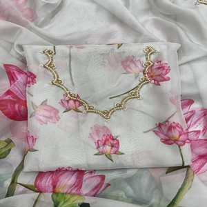 Indian Boutique Exclusivo Último Estilo Suave Organza Impreso Sari Suave Elegante Sari para Adultos PARA LA Fiesta Nupcial Desgaste de Moda - Product Image 5