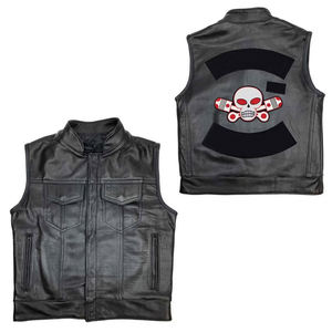 Design personnalisé hommes Vintage en cuir véritable broderie à la main écologique sans manches gilet respirant décontracté vêtements d'extérieur hiver - Product Image 6