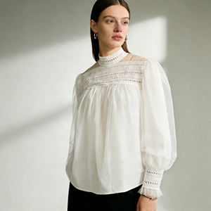 Blusa de Gasa Blanca con Mangas Abullonadas Estilo Bohemio para Mujer, Ideal para Vacaciones de Verano, en Oferta en Temu 2026 - Product Image 2