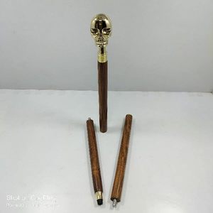 Handmade Handle Victorian Wood <b>Walking</b> <b>Stick</b> Cane <b>Metal</b> Shape Golden Finishing Classic Vintage Gift for Men Women Father/Mother - Product Image 2