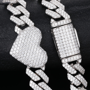 Nouvelle arrivée Chaîne Hip Hop en forme de cœur pour homme en argent sterling 925 avec diamants Moissanite et clarté VVS - Product Image 4