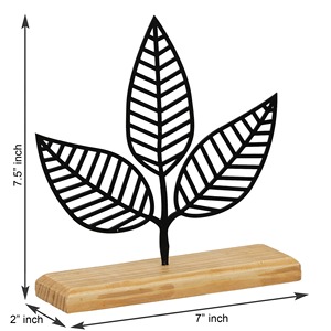 Sculpture en feuille de métal noir vibrant avec base en bois Décor de table parfait ajoute de l'énergie inspirée de la nature artistique - Product Image 5