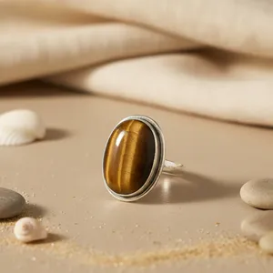 Pendientes de Moda con Piedra Ojo de Tigre para Mujer en Plata 925 - Product Image 3