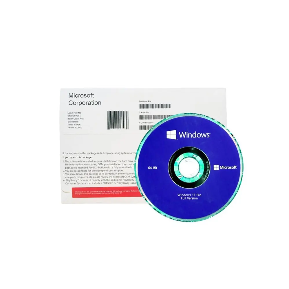 Ms Windows 11 Professionele Dvd-Pakket (1 Pc/Gebruiker, Levenslange Geldigheid) Oem Versie 64/32 Bit