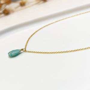 Collier pendentif Amazonite verte fait à la main bijoux en pierres précieuses collier en cristal larme cadeau significatif - Product Image 4