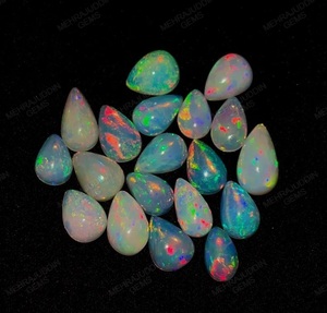 Lot de cabochon d'opale éthiopienne de qualité supérieure en forme de poire naturelle pierres précieuses en vrac fabrication de bijoux mélange de jeu de couleur d'origine ethnique - Product Image 3