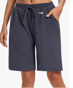 Bañador de poliéster de secado rápido para mujer, Bermudas informales con cierre de tracción, pantalones cortos de Yoga atléticos con bolsillos - Product Image 4