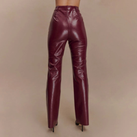 Pantalon en cuir sur mesure de qualité supérieure pour femme, noir, taille mi-haute, imperméable, délavé, respirant, écologique, collection Printemps 2025, vente en gros