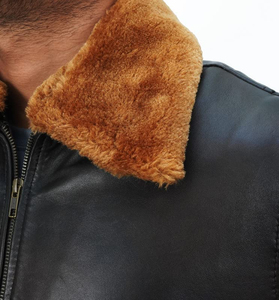 G1Distressed Brown 100% Genuine Cowhide Leather Aviator Bomber Flight <b>Fur</b> <b>Jacket</b> leather <b>jacket</b> men aviator bomber flight - Product Image 4