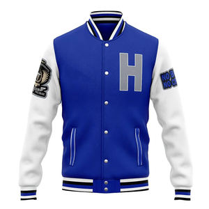 Venta caliente chaqueta de cuero Varsity de lana de alta calidad personalizable Casual Stand Collar sólido botón Letterman Varsity chaqueta - Product Image 1