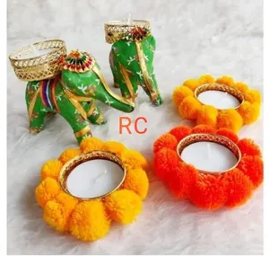 Nuevo diseño elefante té luz titulares hecho a mano Diyas para Diwali regalo decoración del hogar vela portavelas mesa superior - Product Image 1