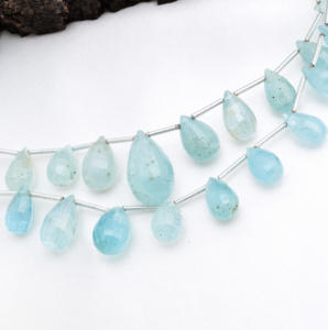 Cuentas de Piedras Preciosas Naturales de Aguamarina con Corte Checker de 8 Pulgadas para la Elaboración de Joyería Fina - Product Image 3