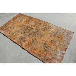 พรมตุรกี ขนาด 3.4x6.8 ฟุต พรมวินเทจลายดอกไม้สีน้ำตาลส้ม - Product Image 4