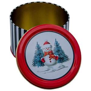 1.2L Black Snowman <b>Decorative</b> <b>Storage</b> <b>Box</b> Ø140x90 mm round Design 1.2L Capacity - Product Image 3